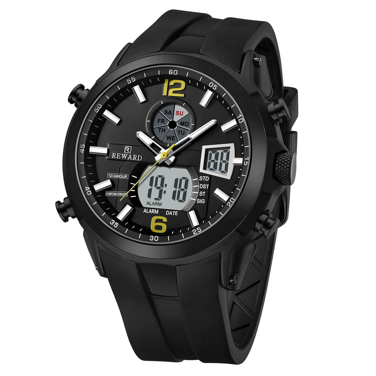 REWARD digital men quartz watch multi function date stopwatch silicone strap waterproof fashion sport digital watches man SK Accessories