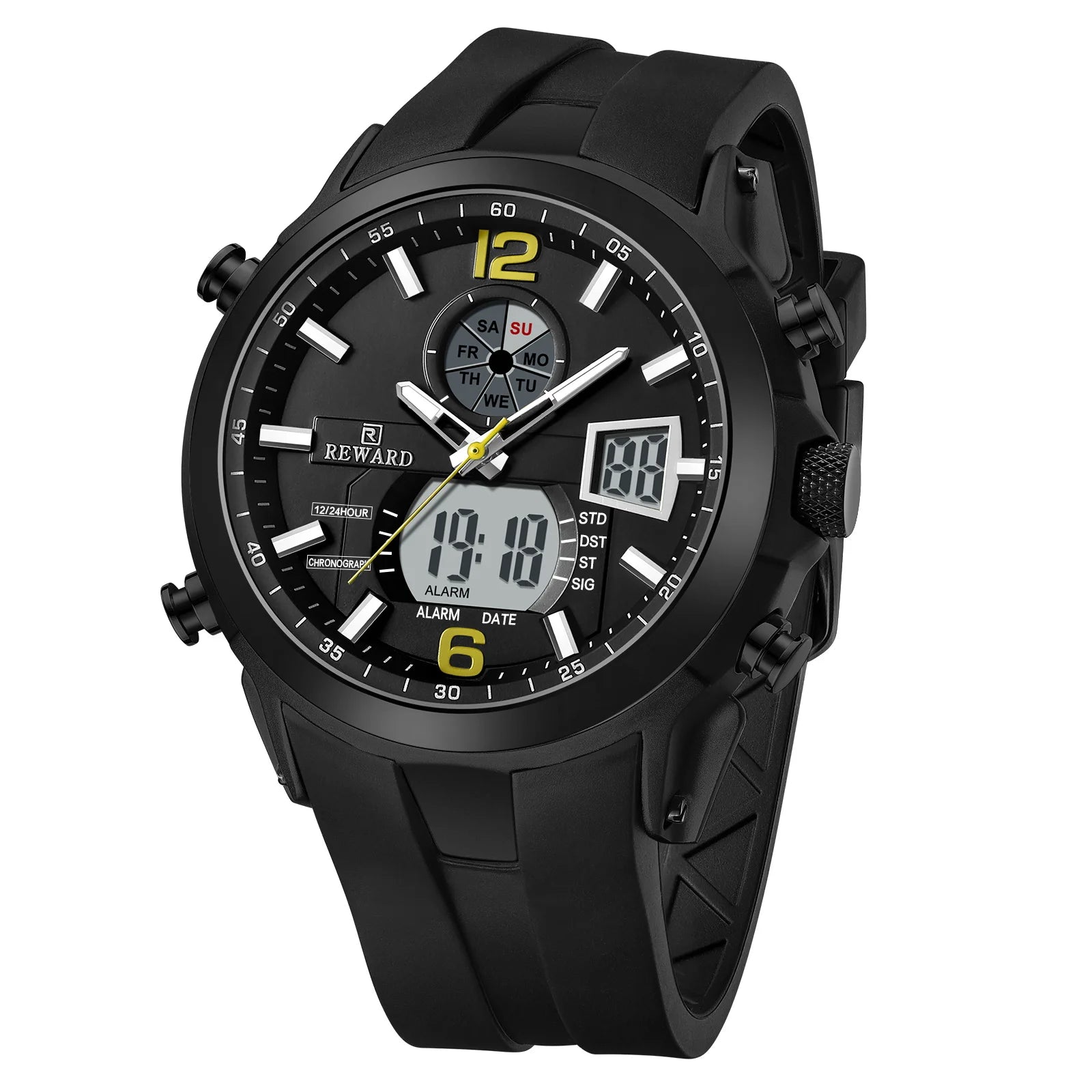 REWARD digital men quartz watch multi function date stopwatch silicone strap waterproof fashion sport digital watches man SK Accessories