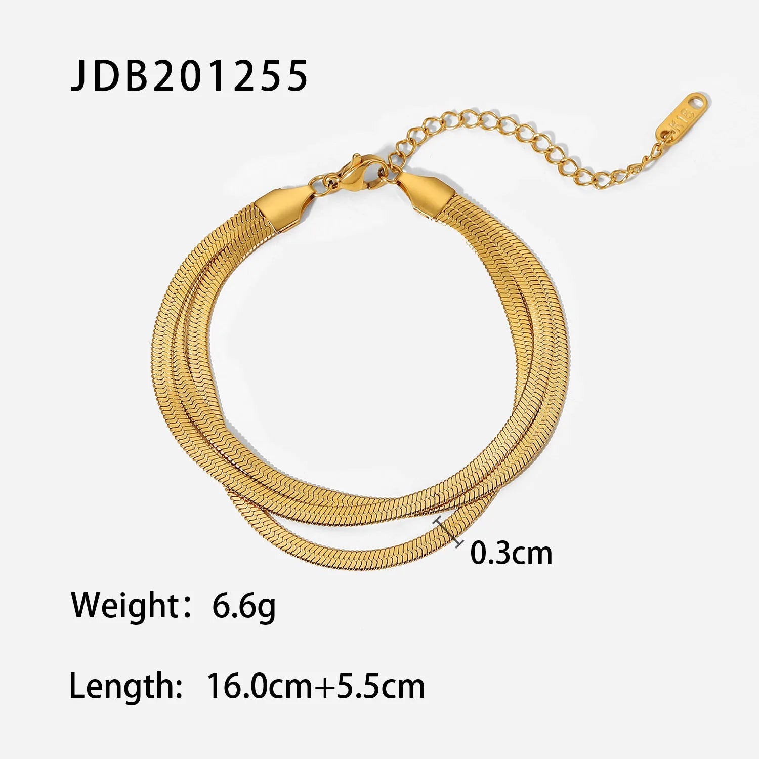 Uworld Three Layer Dainty Flat Snake Chain Wrist Jewelry 18K Gold Plated Stackable Stainless Steel Bone Chain Bracelets For Wome SK Accessories