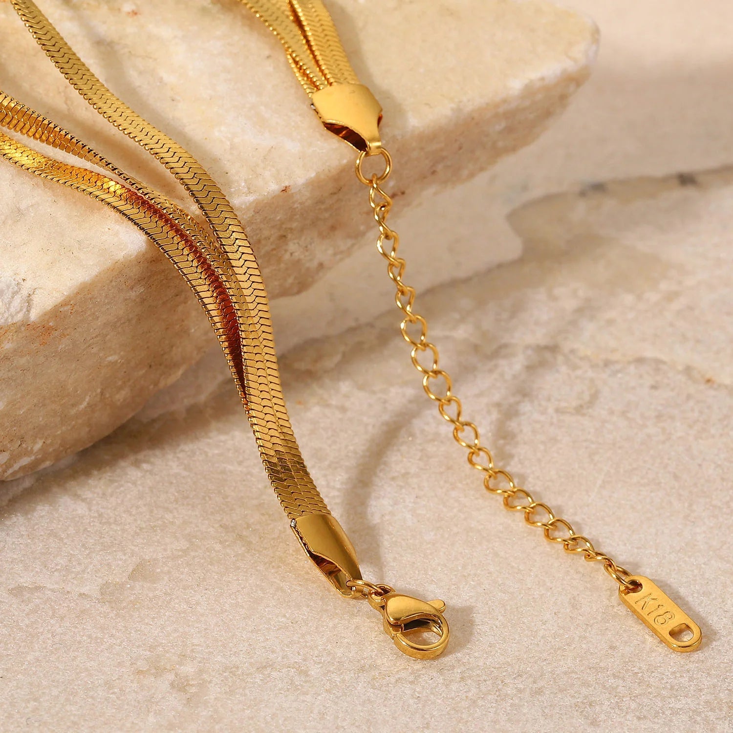 Uworld Three Layer Dainty Flat Snake Chain Wrist Jewelry 18K Gold Plated Stackable Stainless Steel Bone Chain Bracelets For Wome SK Accessories